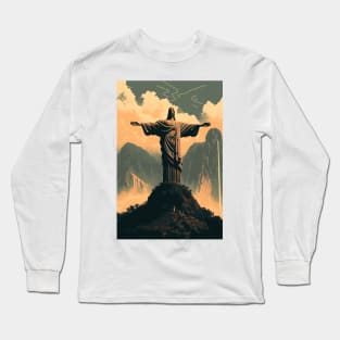 Christ the Redeemer: Stunning Vector Landscape Long Sleeve T-Shirt